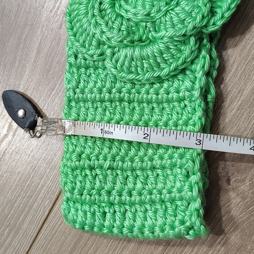 Green Crochet Headband with Flower,  Handmade Ladies Winter Headband - Picture 5 of 7
